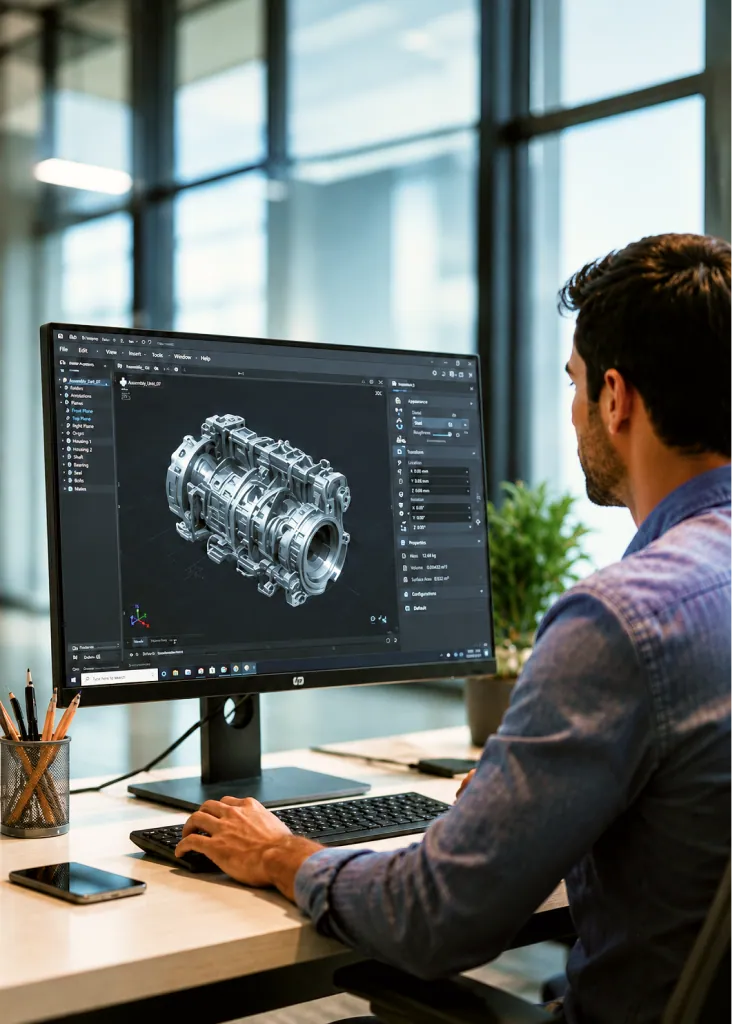 Engineer using digital simulation software